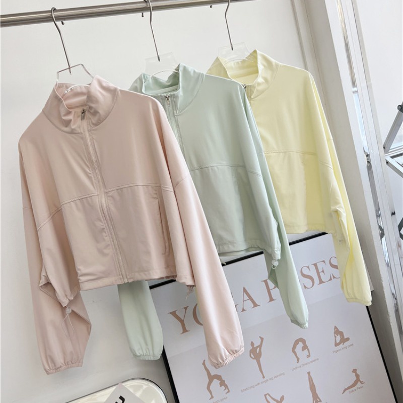 【YOGATRUTH】sports Top Standing Collar Cool Sunscreen Women&#039;s Fitness Jacket Loose Breathable