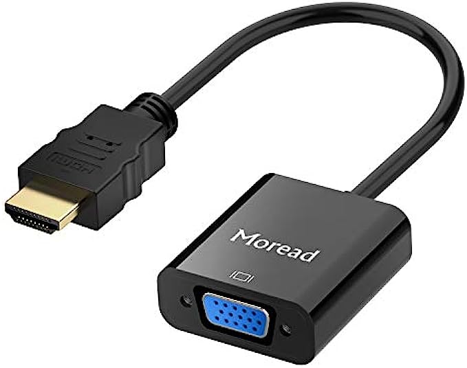 Moread HDMI to VGA, Gold-Plated HDMI to VGA Adapter (Male to Female) for Computer, Desktop, Laptop, PC, Monitor, Projector, HDTV, Chromebook, Raspberry Pi, Roku, Xbox and More - Black