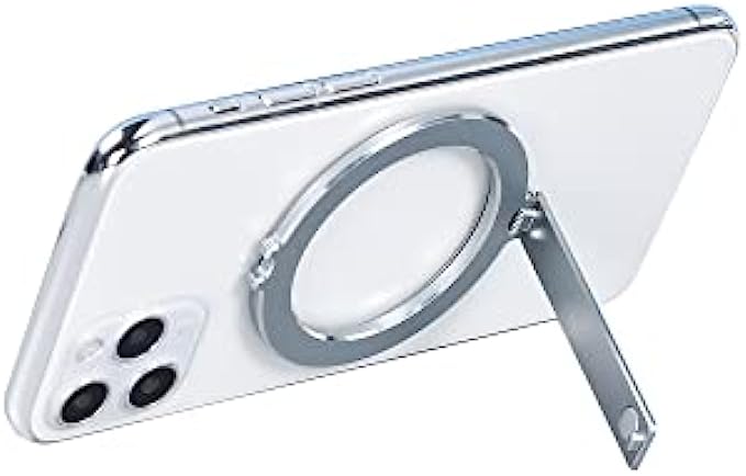 Magnetic Mobile Phone Holder for iPhone12/13 Magnetic Phone Holder Multifunctional Desktop Stand Foldable Portable (Silver)